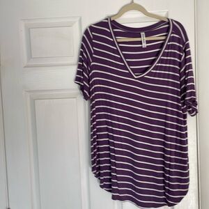 NWOT Zenana Premium Purple with White Stripe Tee